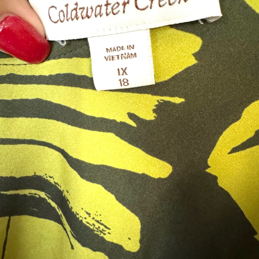 COLDWATER CREEK TROPICAL PRINT FRONT/SOLID BACK TOP 1X/18 #E - Picture 4 of 8